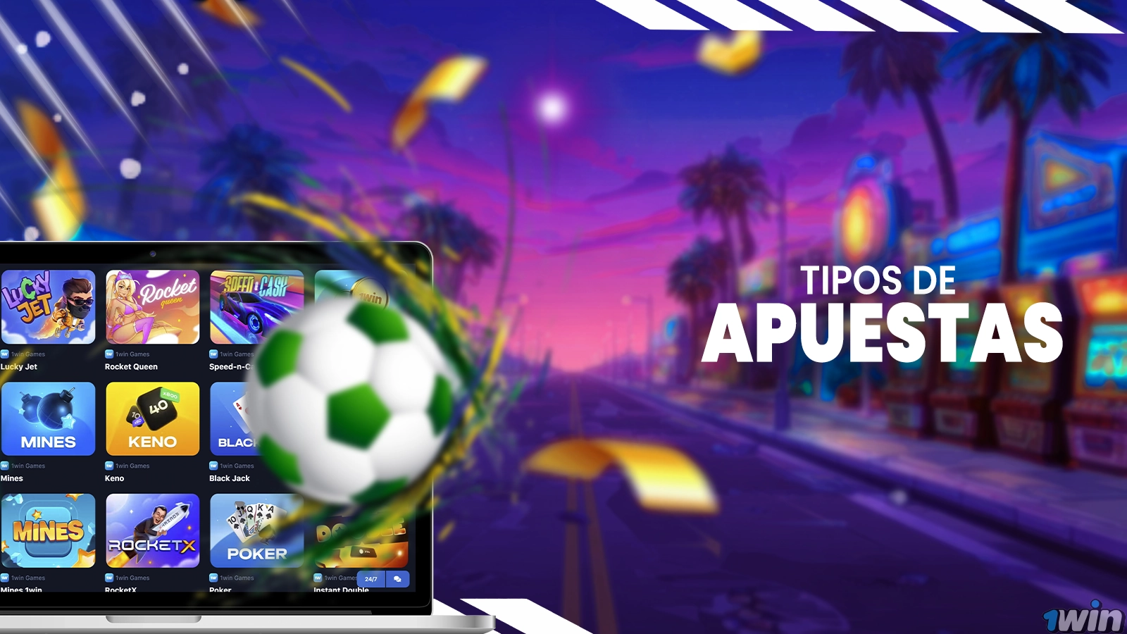 Tipos de apuestas 1Win - Mines, Keno, Blackjack, Poker y más